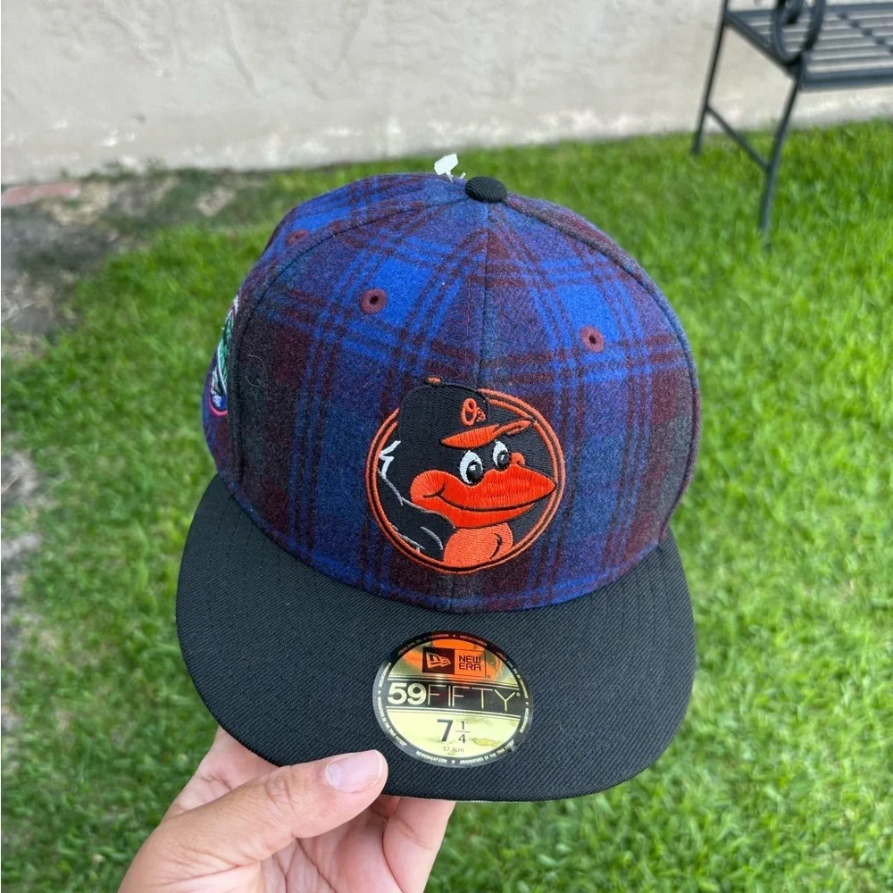 Baltimore Orioles 20 Year Anniversary Patch New Era Fitted Wool Hat Size 7 1/4